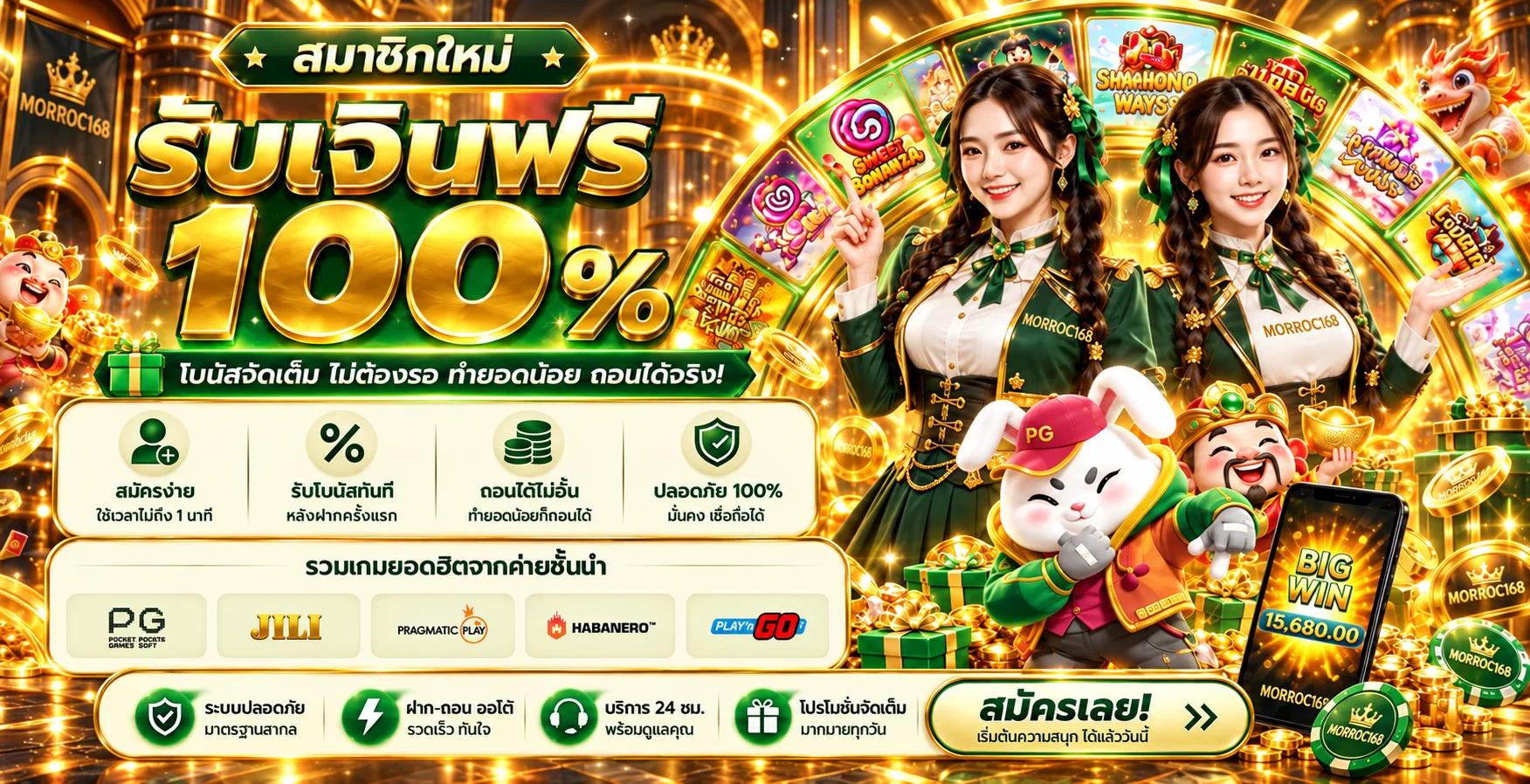 สล็อตออนไลน์ MORROC168 พร้อมค่าย PG และคู่มือสมาชิกใหม่